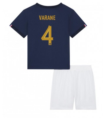 France Raphael Varane #4 Replica Home Stadium Kit for Kids World Cup 2022 Short Sleeve (+ pants)